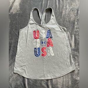 Under Armour Freedom USA Champ Racerback Tank Top Gray Medium